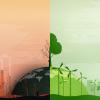Globale Erwärmung und Klimawandel konzeptionelle Welt der verschmutzten und grünen Umwelt