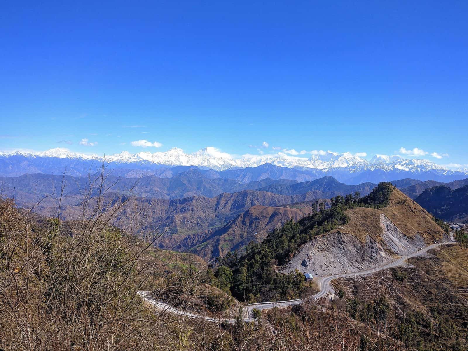 Mountains carved just above Jay Prithvi Highway in Bajhang district of Sudurpaschim province to build a road
