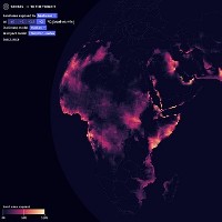 Earth map - Extreme events at different warming levels 