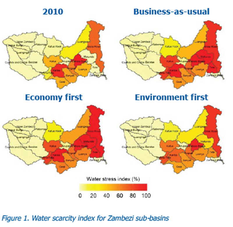 Water scarcity index of Zambezi sub basins