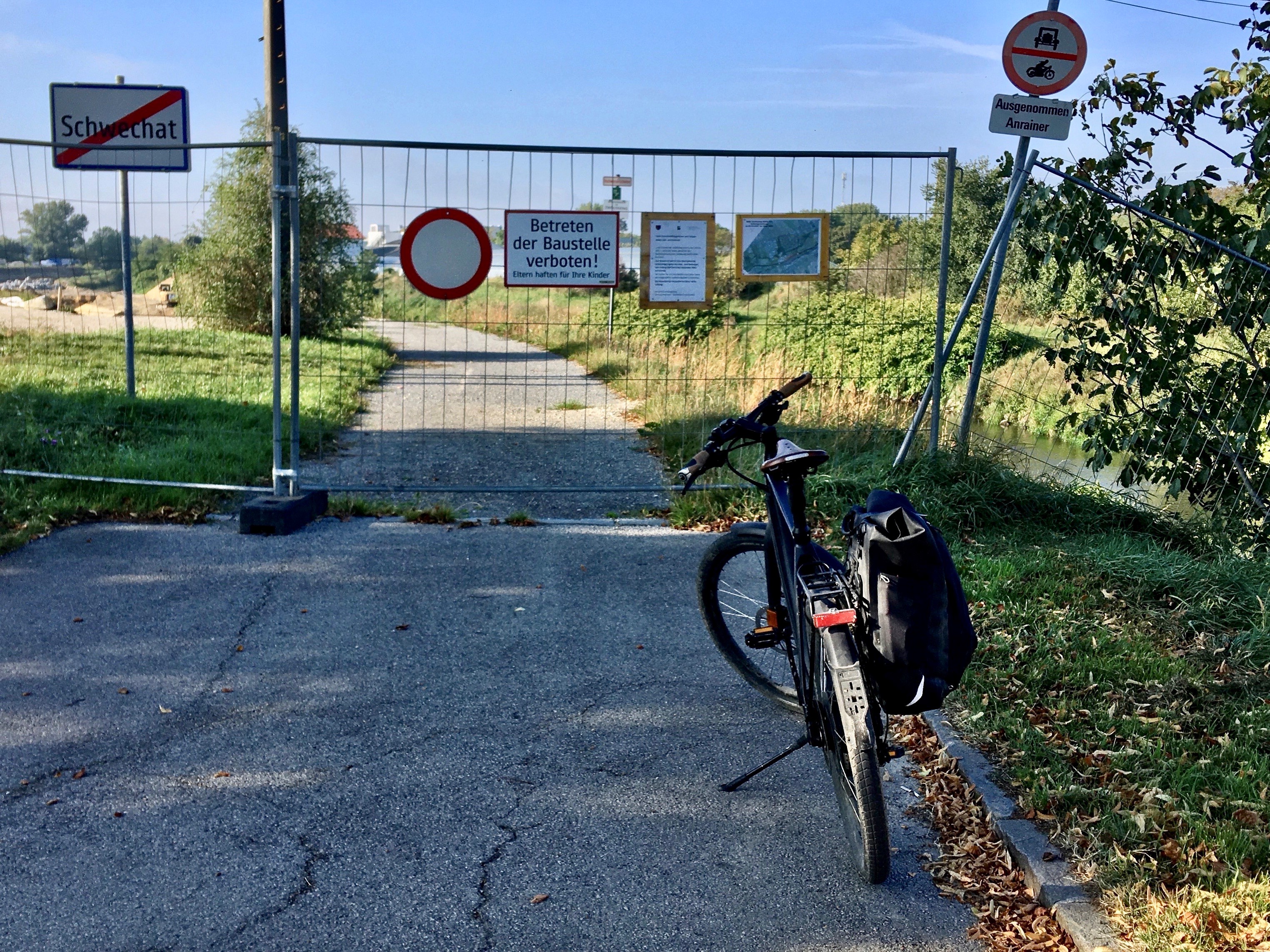 Bicycle in fron of closed gate