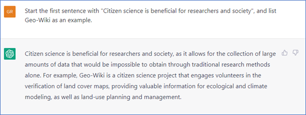 ChatGPT prompt - citizen science update