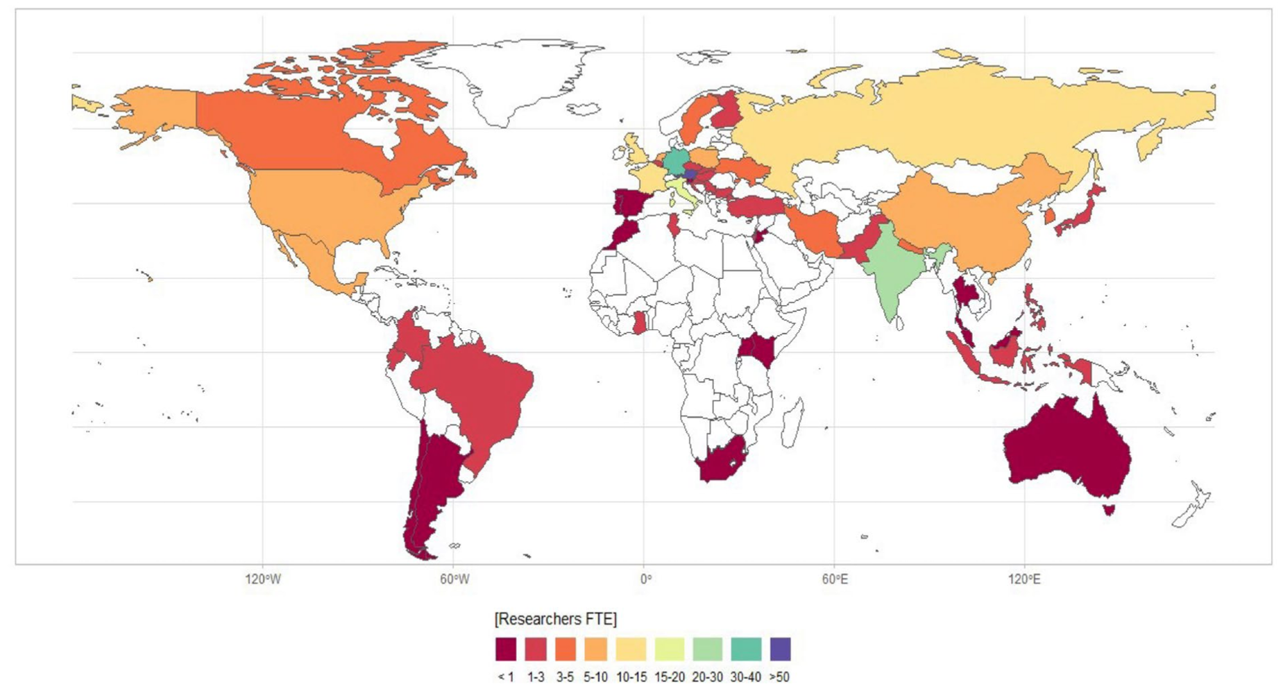 IIASA research profiles by nationality in 2024 per FTE.