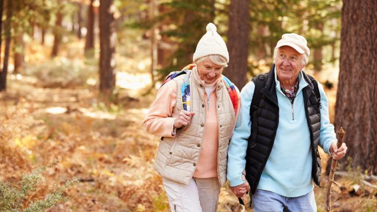 Senior couple hiking