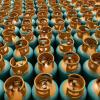 LPG gas bottle stack ready for sell, filling lpg gas bottle