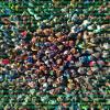 Digital technologies and people crowd control background. Deep learning and intelligence concept