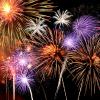 Colorful fireworks in night sky