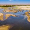 African landscape with Tsiribihina river during dry season, Madagascar