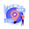 Illustration of man evaluating sustainable energy options