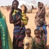 African women and children in refugee camp