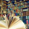 open book in library
