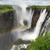 Rainbow over Victoria Falls on Zambezi River