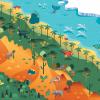 Vector scene of biodiversity, with different ecosystems: desert, forest, jungle, beach, sea and tundra