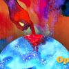 abstract watercolor painting of a hand touching the globe