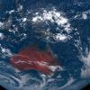 satellite image of Earth with Australia glowing red
