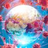 Abstract image of the Earth with covid virus