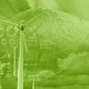 Abstract image of renewable energy options against a green background