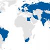 World map with IIASA NMO countries highlighted in blue