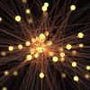 Abstract network concept with yellow light bulbs