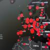World map showing coronavirus covid-19 pandemic virus, focus on Europe