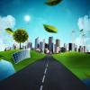Green city concept with solar and wind energy options