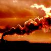 Sunset on a factory creating high emmissions in Scotland 