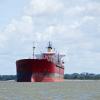 Cargo ship anchored in the Orinoco river 