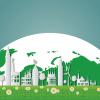 Ecology, green cities help the world with eco-friendly concept