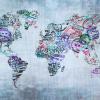 world map made up of immigration stamps