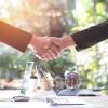 handshaking in modern open green work space