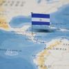 Flag of Nicaragua pinned in world map
