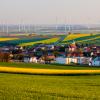 Fields and wind turbines near Edelstal, Austria