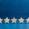 Five stars on a blue background