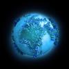 Global population concept. Tiny figures on a globe