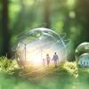 Renewable energy for better living concept. Eco friendly, ecology, ecological balance and ecosystem.