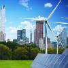 Green city of the future concept, powered only by renewable energy