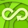 Circular economy icons on bright green background