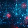 Bulb future technology with Brain, innovation background, Artificial Intelligence Concept