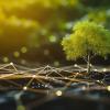 AI Generated image of tree and network - sustainable development concept