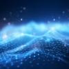 Network Grid Connected Wave in Blue Color Tone