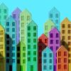 Wooden buildings construction concept