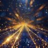 Abstract background with golden sparcles on a dark blue background