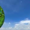 In Solidarity for a Green World. Climate change conference slogan concept background.