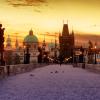 View of the Lesser Bridge Tower of Charles Bridge in Prague (Karluv Most) the Czech Republic.
