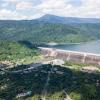 Aerial view from drone of Khun Dan Prakan Chon dam and landuse around in Nakonnarok province Thailand