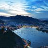 Rio de Janeiro skyline. Sunset over mountains in Rio de Janeiro 