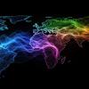 A vibrant map of world showcasing interconnected digital flows, symbolizing global collaboration and innovation (AI generated)