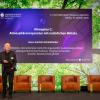 Professor Schellnhuber on stage during his keynote address