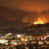 Forest fires in hills around LA at night.