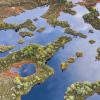 Aerial view over Nedrama peat bog wetland, PÃ¤rnu county, Estonia, Europe with the complex pattern of peat pools, ridges ans islands. 